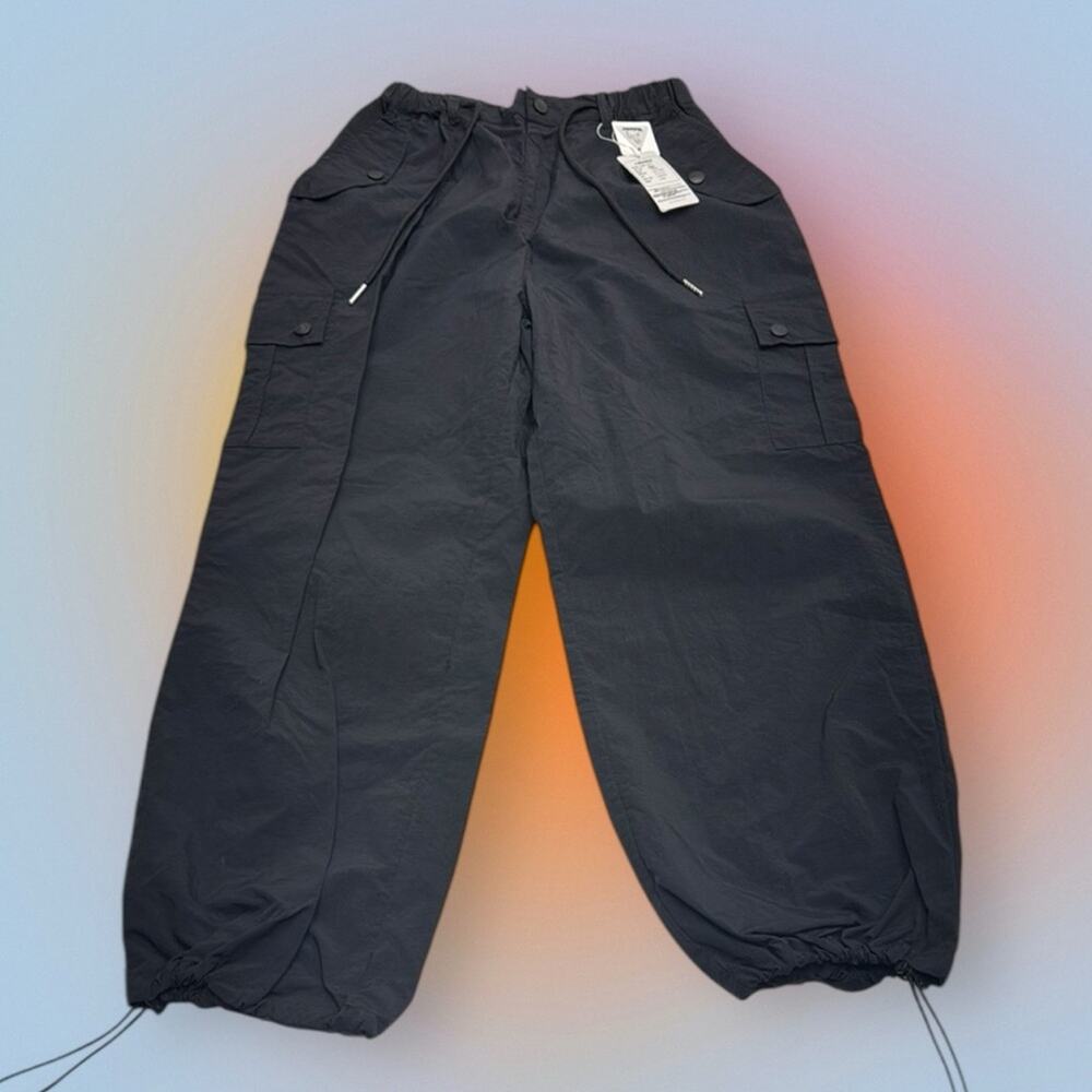 Kids Medium Black Cargo Style Rain Pants